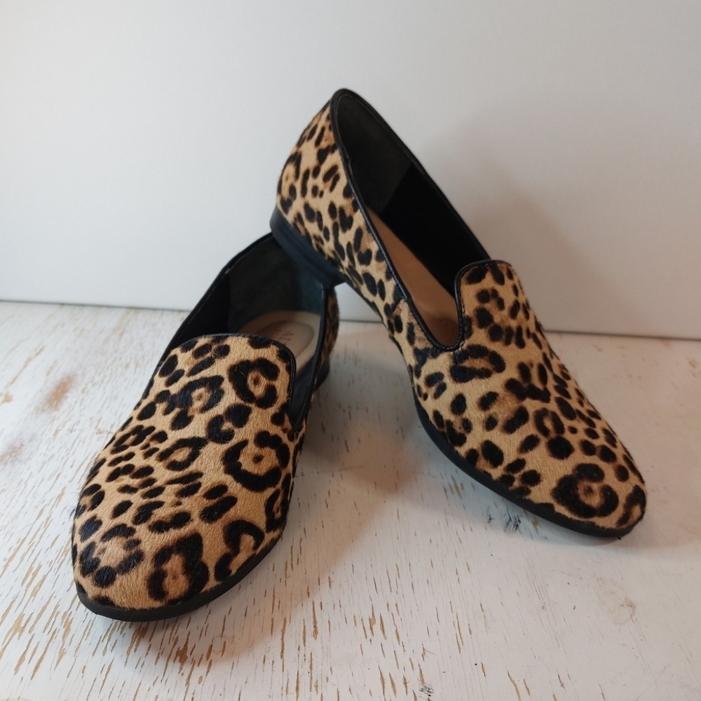 Alfani Step N Flex Size 6.5 M Oceanna Flats Moccasins Loafers Calf Hair Leopard